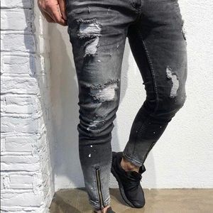 Men’s Zipper High Stretch Jeans